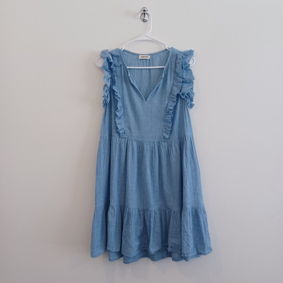 Zadig & Voltaire Dresses & Skirts - Zadig Voltaire Rousseau Dress Womens XS Blue Sleeveless Ruffles Casual V Neck